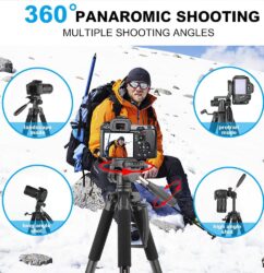 Découvrez ce trépied de voyage robuste en aluminium. Capturez chaque angle avec sa tête panoramique et support smartphone. Achetez-le maintenant !